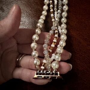 Watch band Beaded pearls multi strand stretchy for Apple Watch band